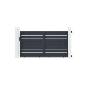 Casanoov Schiebetor 3M Vogel, grau, mit 2 Pfosten. Gartentor aus Aluminium für den Außenbereich.