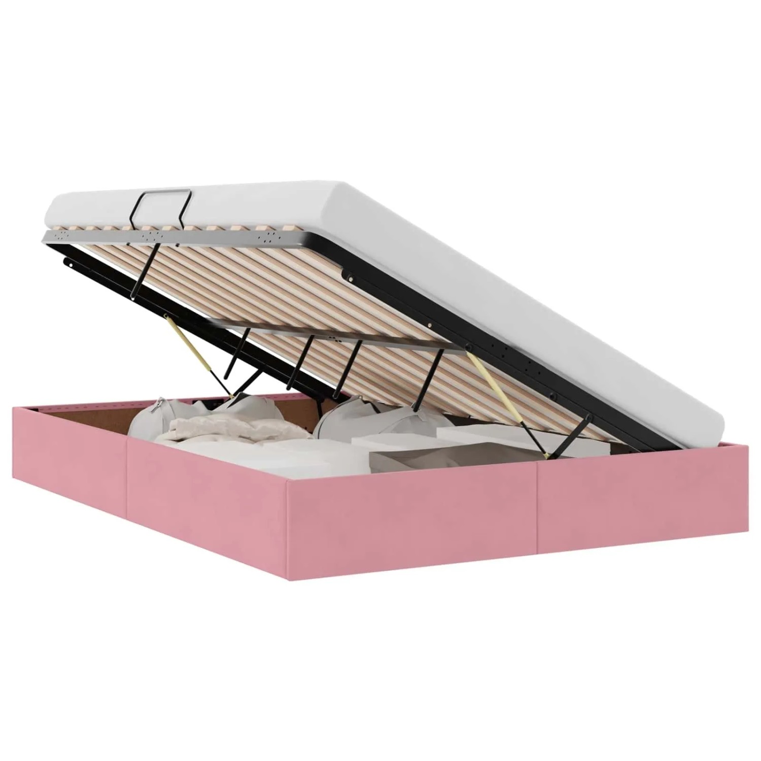 vidaXL Aufbewahrungsbett mit Kopfteil Rosa 140 x 190 cm Samt 3442885