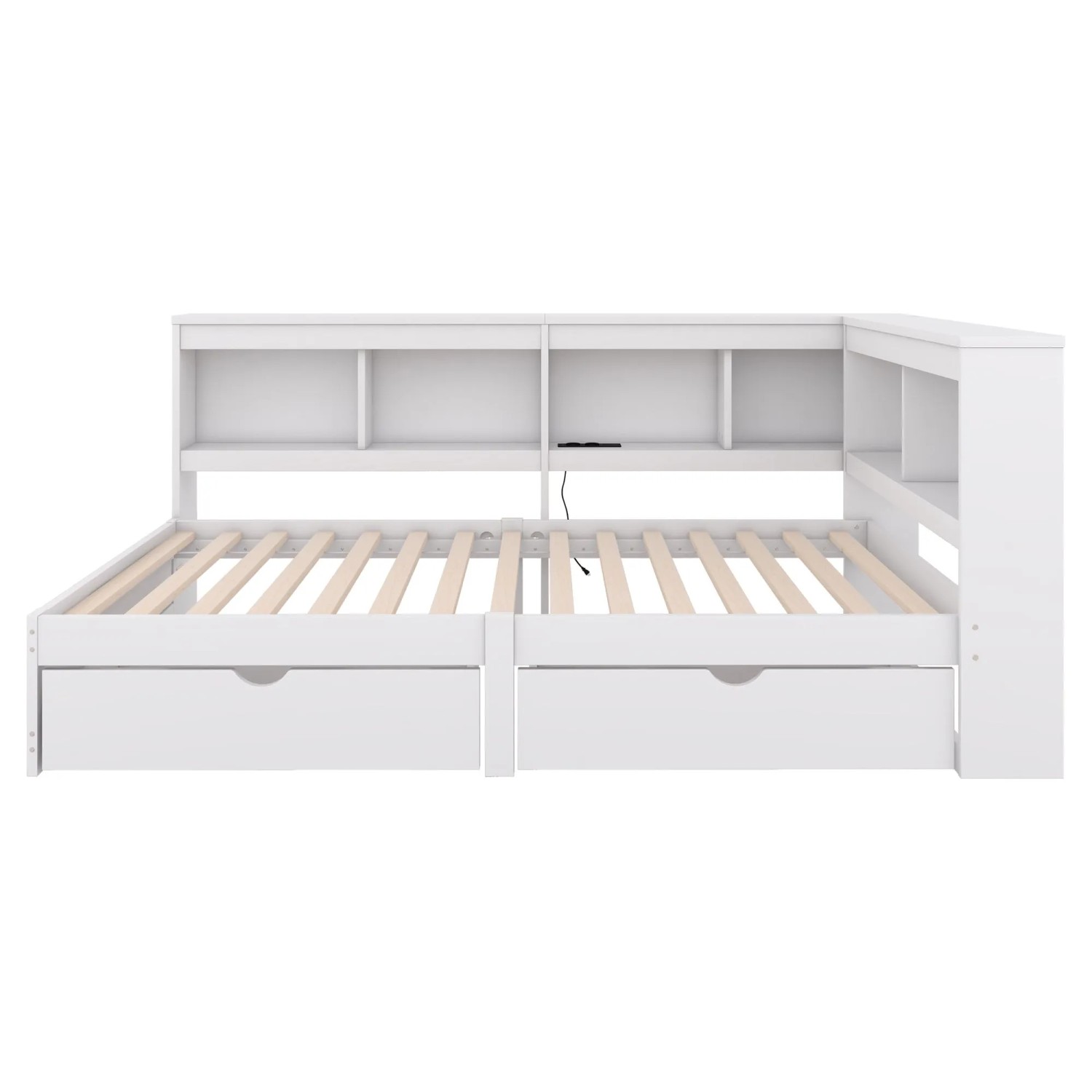 Merax Tagesbett 90x200 cm Mit 2 Schubladen Steckdose 2 USB Weiß