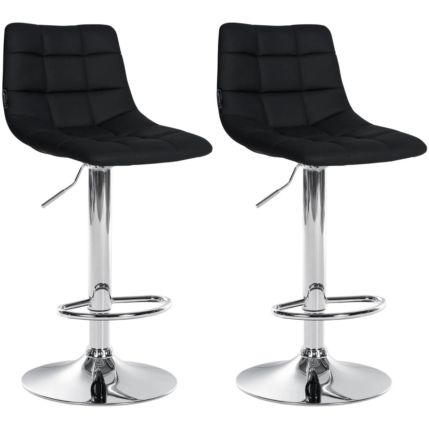 CLP 2er Set Barhocker Jerry Kunstleder Schwarz/Chrom