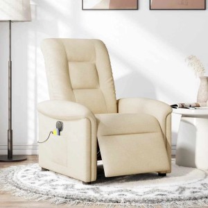 vidaXL Massagesessel Elektrisch Creme Stoff 3303252