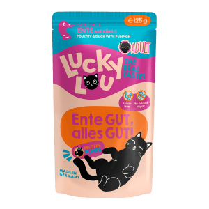 Lucky Lou Katzen-Nassfutter Adult Geflügel & Ente, 125g Packung.