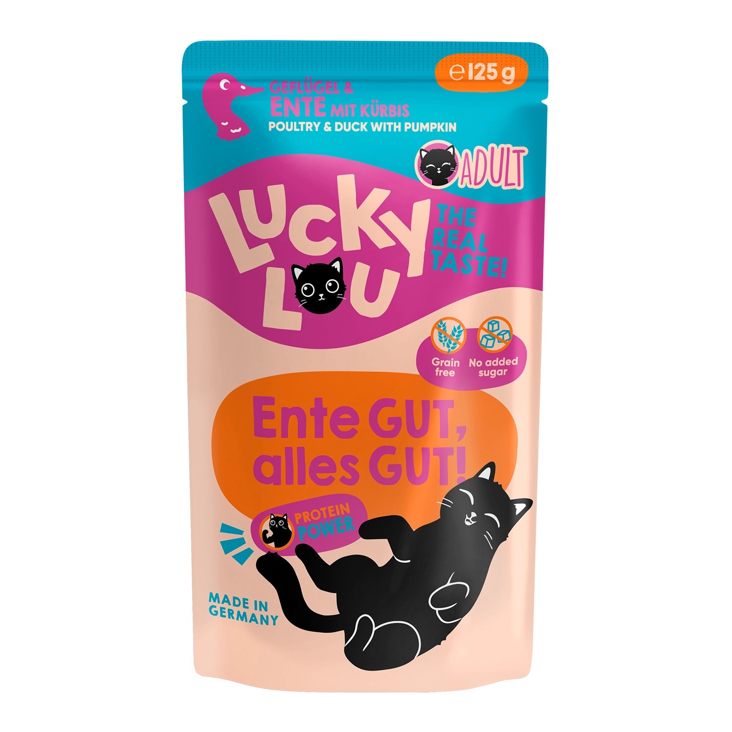 Lucky Lou Katzen-Nassfutter Lifestage Adult Geflügel & Ente 125g