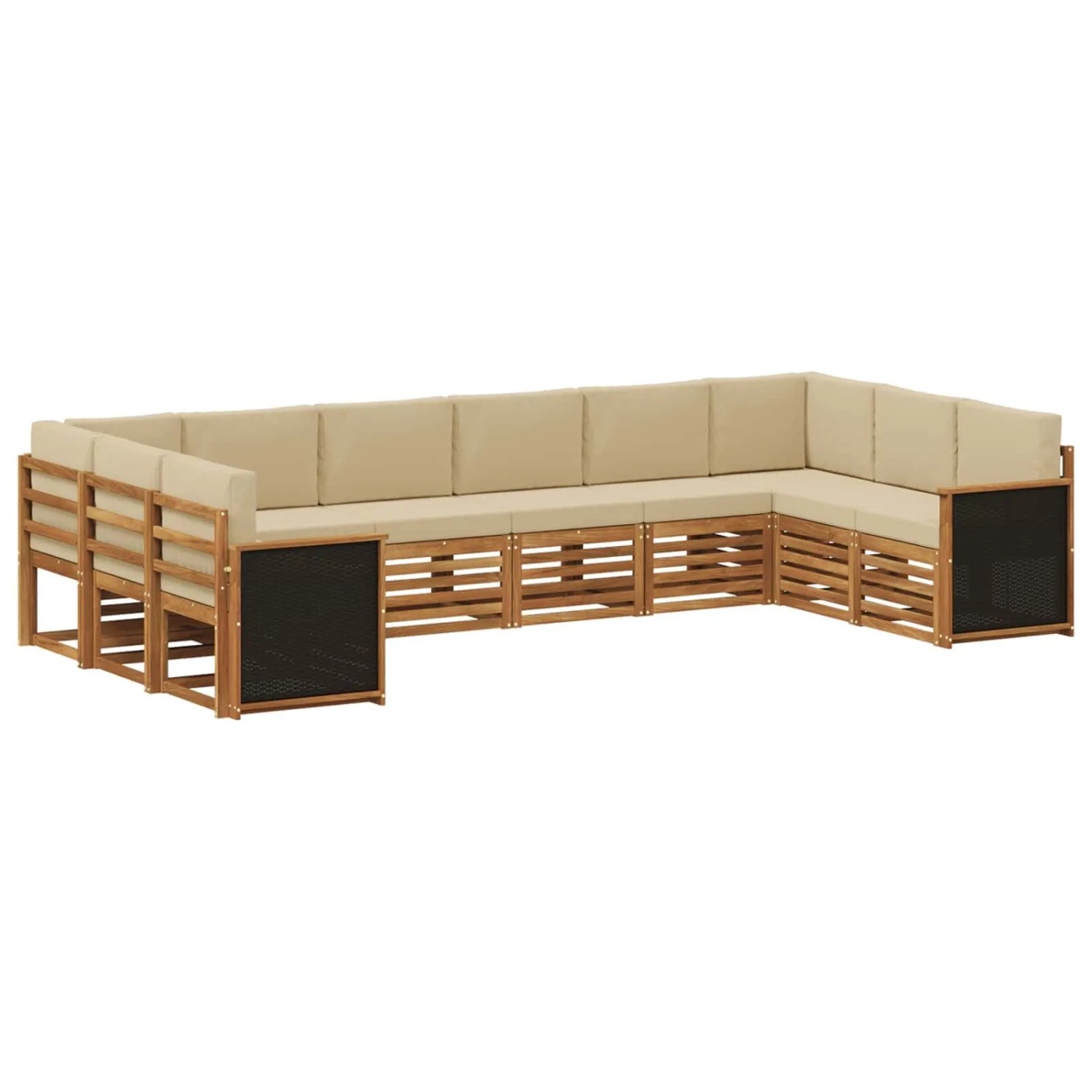 vidaXL Ecksofa Set 7 Stk Natur Massives Akazienholz und Polyester 3384884