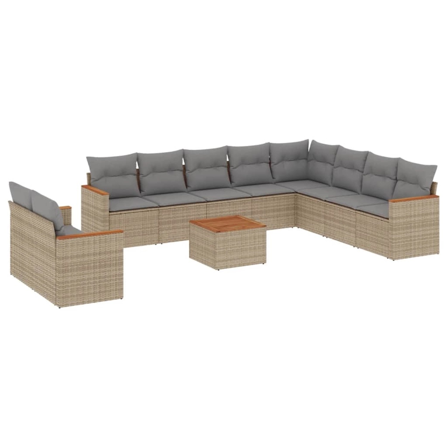 vidaXL 11-Tlg Garten-Sofagarnitur mit Kissen Beige Poly Rattan 3226122 günstig online kaufen