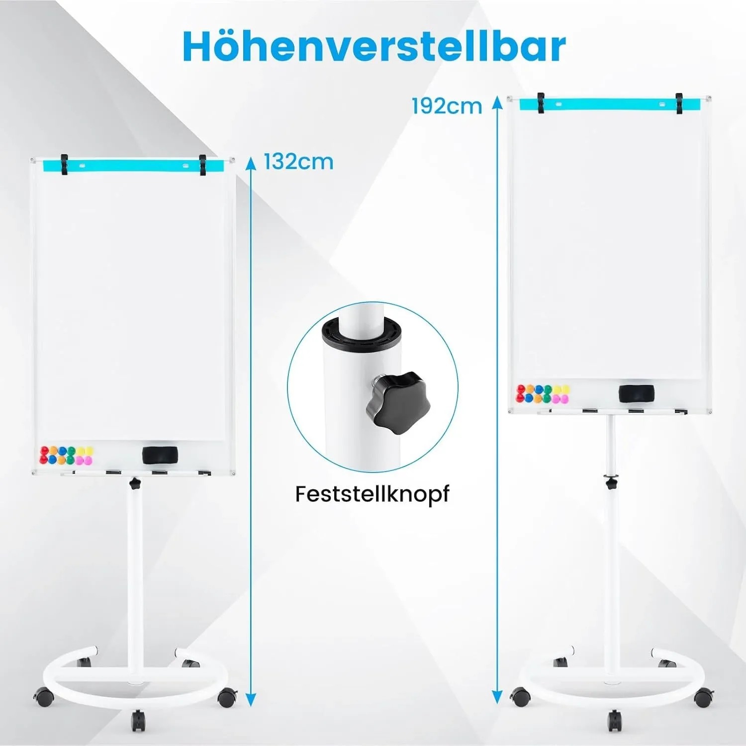 Costway Flipchart Ständer Mobiles Whiteboard Weiß 100 x 65 cm_3