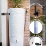 Garantia Schlauchset Aqua-Go 19 mm am Regenwasserbehälter mit Füllstandsanzeige und Wandhalterung.