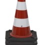 UvV Profi Leitkegel 500 mm mit rot-weißer Reflexfolie und schwarzen Fuß.