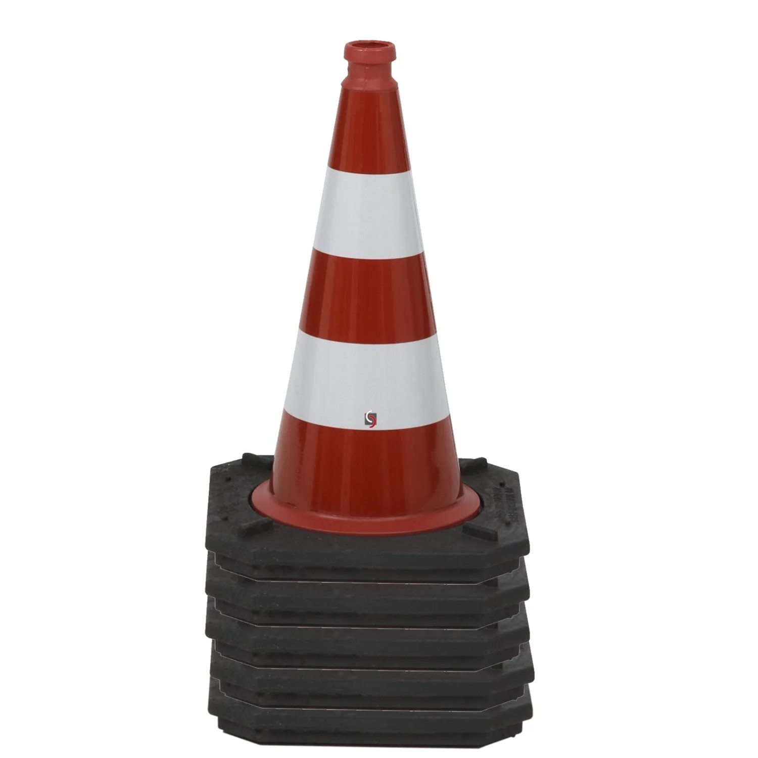 UvV Profi Leitkegel 500 mm mit rot-weißer Reflexfolie und schwarzen Fuß.
