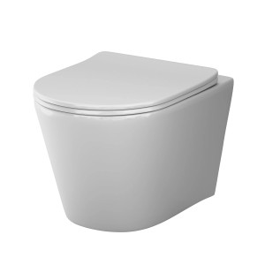 AM.PM Wand-WC mit Softclose-Sitz, spülrandlose Hänge-Toilette aus Sanitärporzellan.