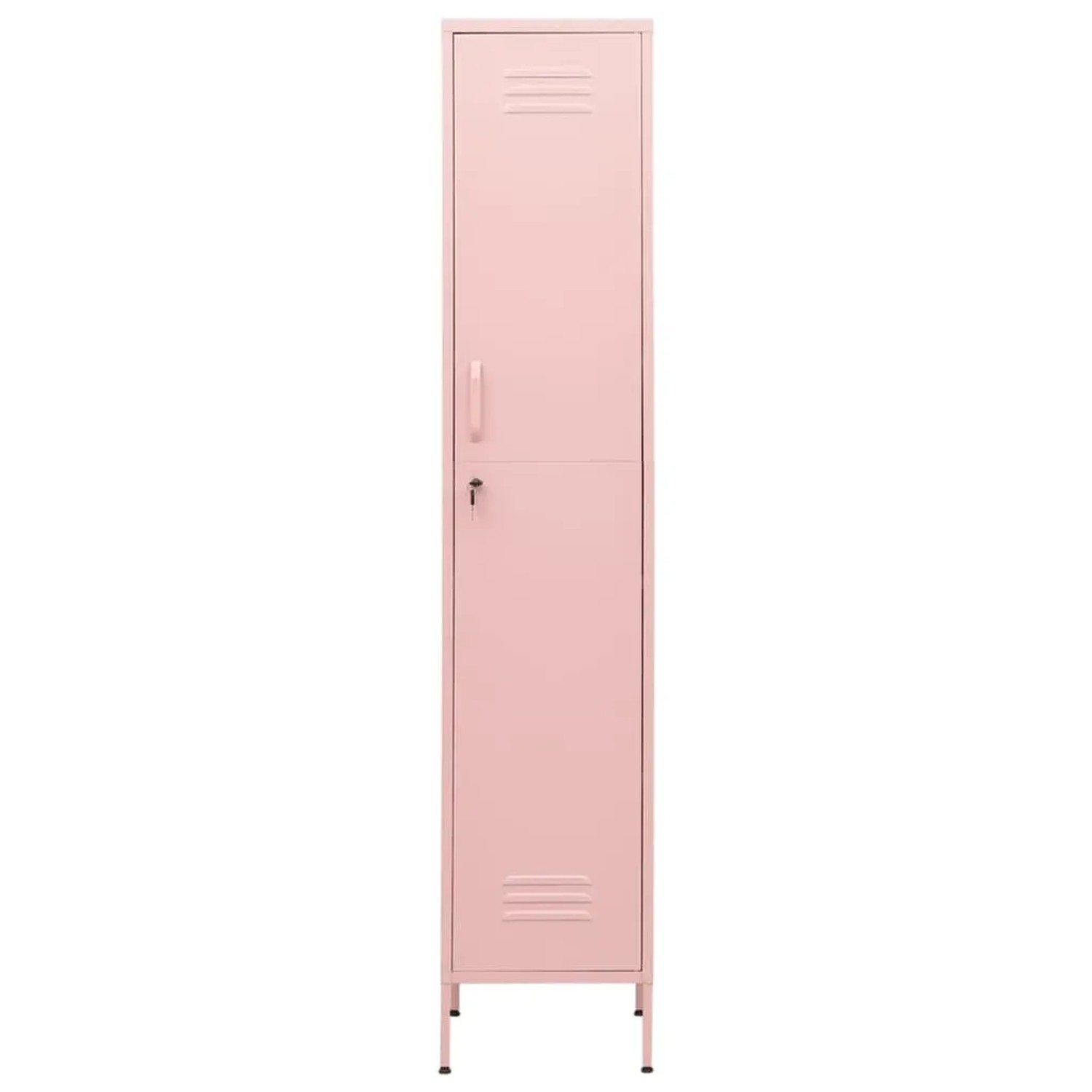 Rosa Schließfachschrank aus Stahl, 180 cm hoch, für Büro oder Zuhause.