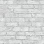 Graue Erismann Vliestapete in Steinoptik mit Imitation einer hellen Backsteinwand.