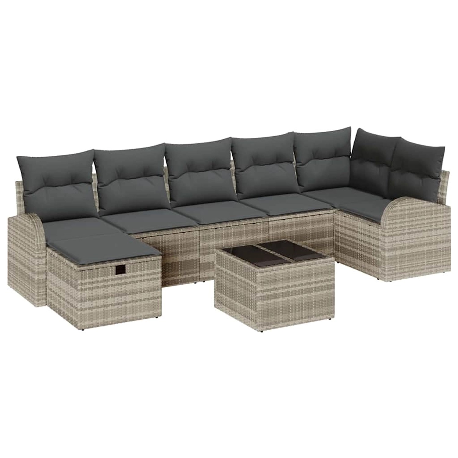 vidaXL Garten-Sofa-Set mit Kissen 8-Tlg Hellgrau Poly Rattan 3360443 günstig online kaufen