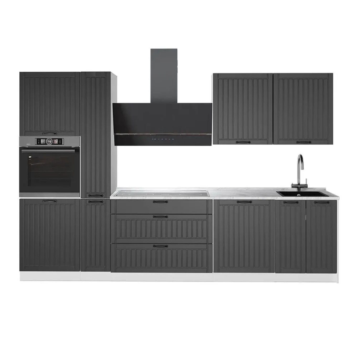 Vicco Küchenzeile Fame-Line Dunkelgrau/Weiß 310 x 207 AP Marmor Art Nr 64326