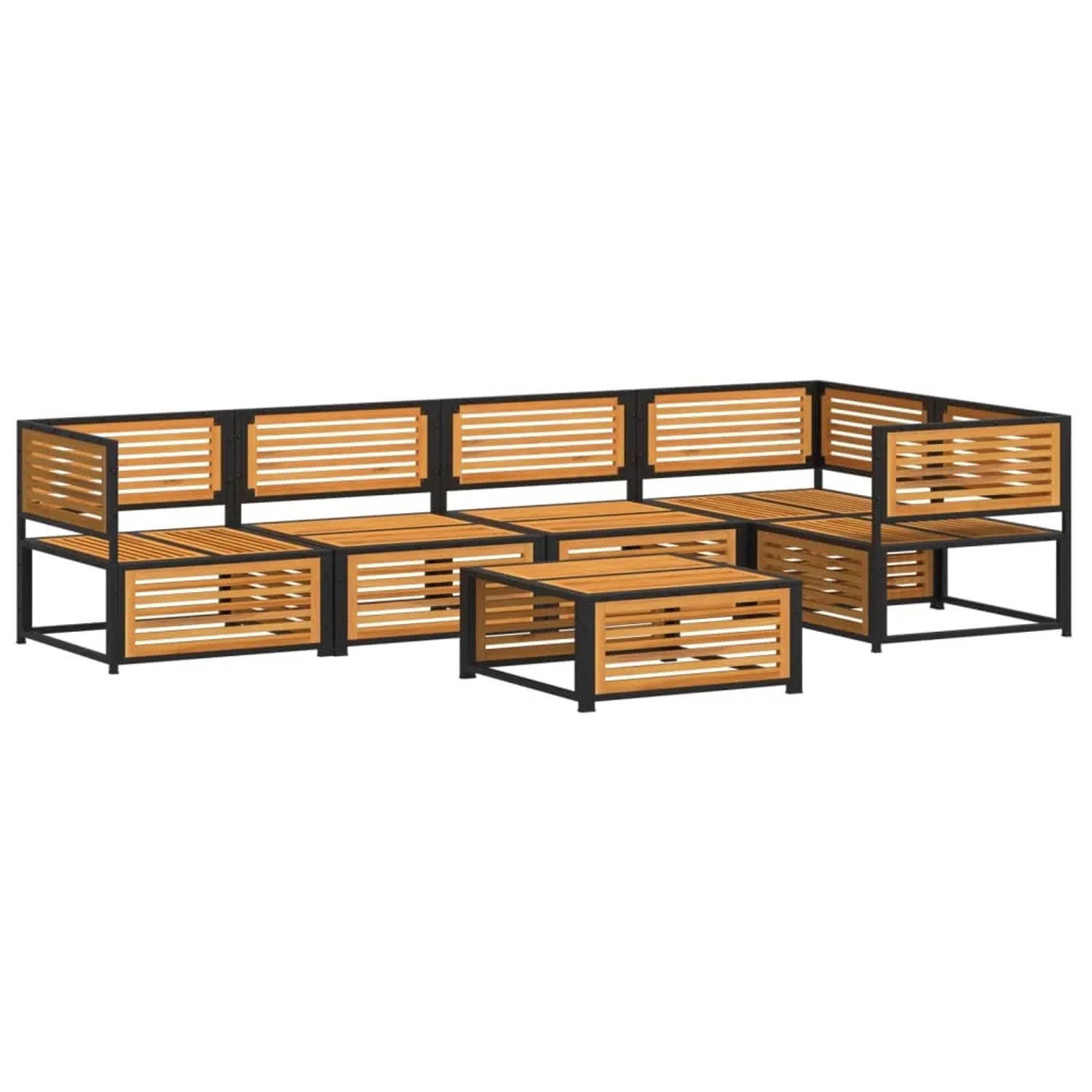 vidaXL 6-tlg. Garten-Sofagarnitur aus Akazienholz mit Tisch und Kissen.