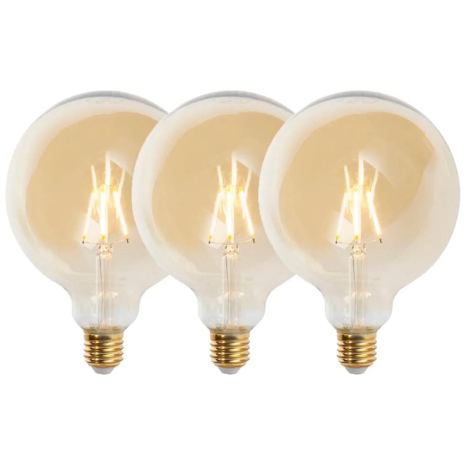 LUEDD Set mit 3 E27 Dimmbaren LED Lampen G125 Gold 5W 450,m 2200K