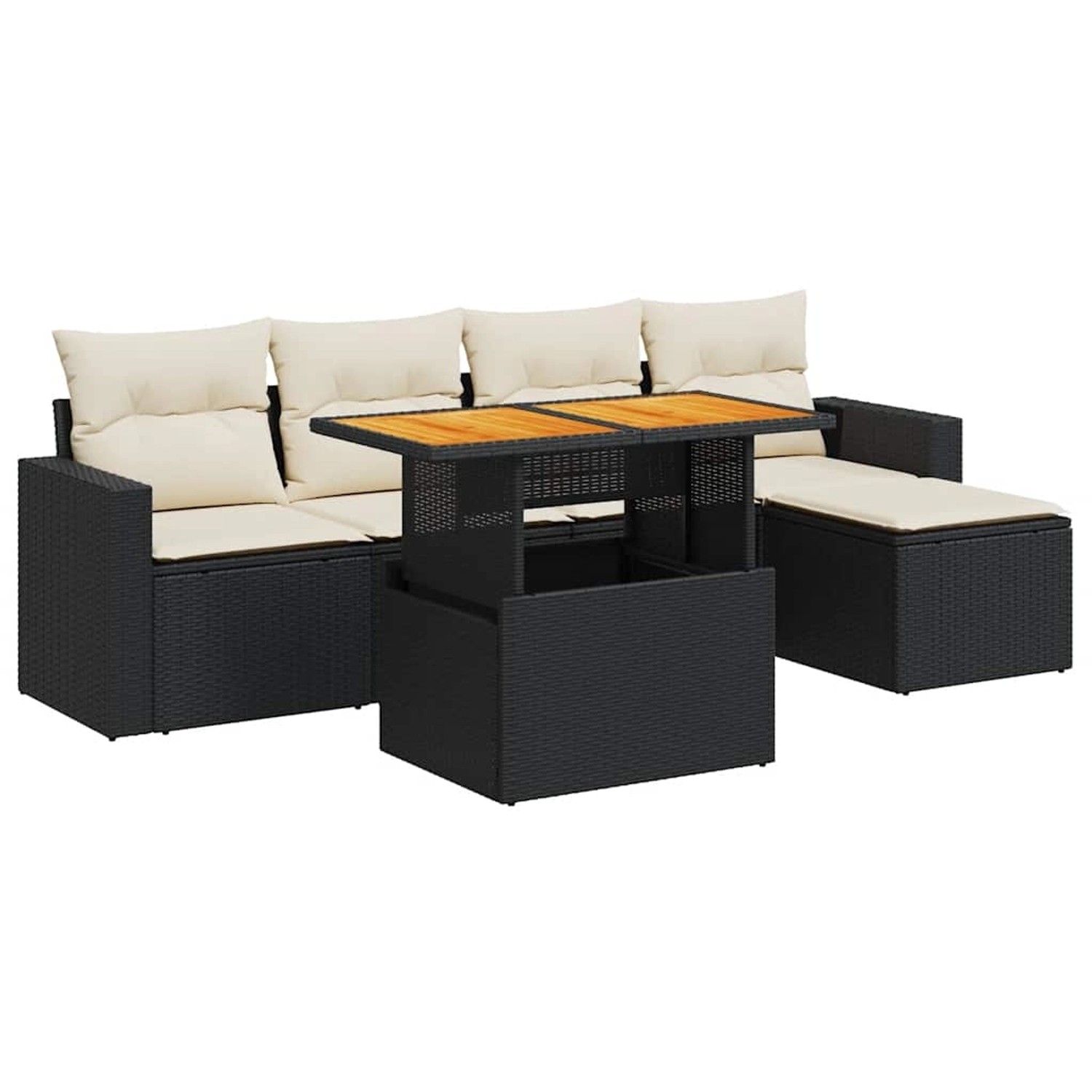 vidaXL 6-Tlg Garten-Sofagarnitur mit Kissen Schwarz Poly Rattan 3327024 günstig online kaufen