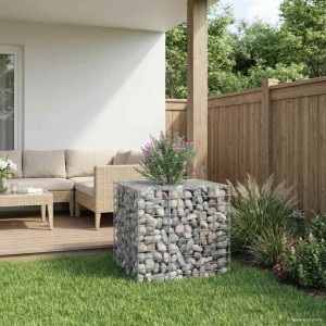 vidaXL Gabionen Hochbeet Silber 60 x 60 x 55 cm Verzinkter Stahl 42033320
