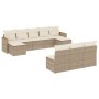 Beige 10-tlg. vidaXL Garten-Sofagarnitur aus Poly Rattan mit Kissen. Gartenmöbel-Set mit Stauraum.