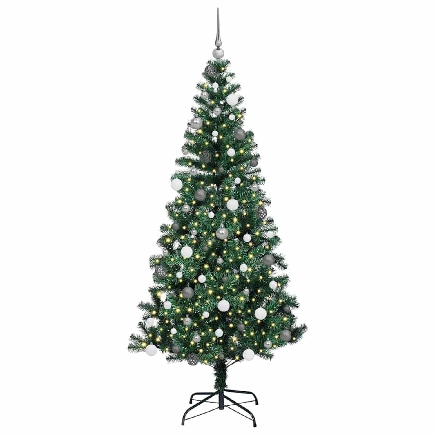 vidaXL Künstlicher Vorbeleuchteter Weihnachtsbaum Grün 210 cm 3396774