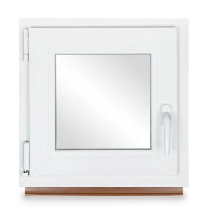Weißes Neruli Kellerfenster aus Kunststoff, Dreh-Kipp, 75x75 cm, 3-fach Verglasung.