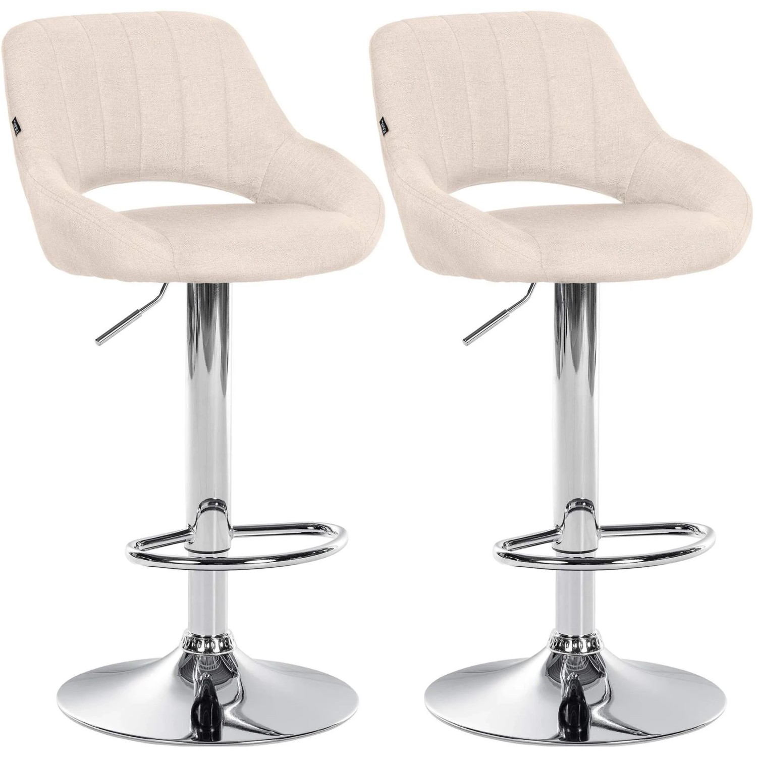 DELUKE 2er Set Barhocker SEGAD Stoff Creme 47x48x85cm Silber Barstuhl Mit Lehne Tresenhocker Tresenstuhl