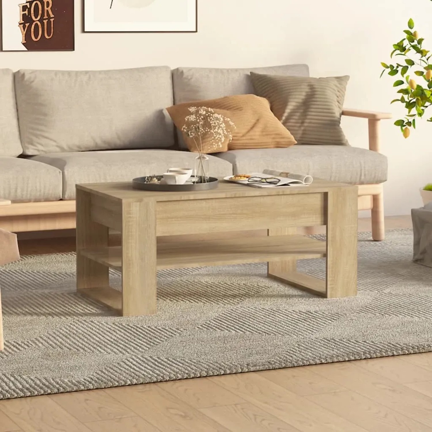vidaXL Kaffeetisch Sonoma Eiche 102 x 55 x 45 cm kaufen bei OBI