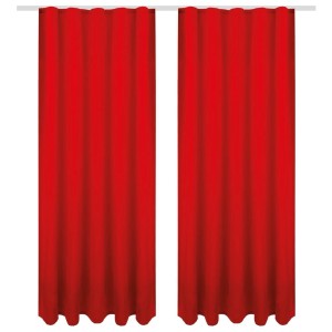 Blickdichter, roter Dekoschal Ellen mit Universalband, 2er-Pack, 140x145 cm. Ideal als Fenstervorhang.