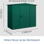 Ecostar Gerätehaus Trend, moosgrün, mit Satteldach und Einzeltür. Kompaktes Metall-Gartenhaus.