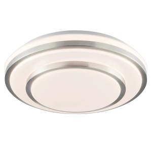 Moderne LED-Deckenleuchte Nivaro in Silber/Weiß, Ø 29,3 cm. Ideal für Wohnräume.