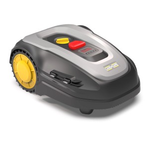 LandXcape LX838i Mähroboter: Graues Modell mit gelben Rädern für Rasenflächen bis 800 m².