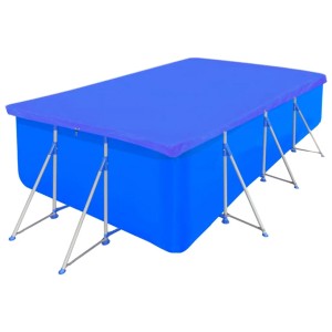 Set aus zwei rechteckigen, blauen Poolabdeckungen (540x270 cm) aus PE-Gewebe (90 g/m²).