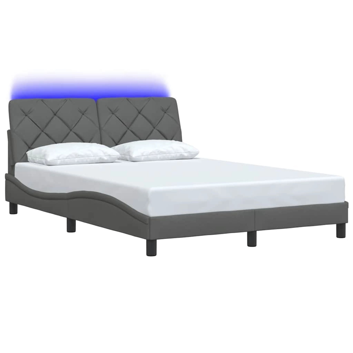 vidaXL Bettgestell mit LED ohne Matratze Dunkelgrau 140x190 cm Stoff 331066 günstig online kaufen