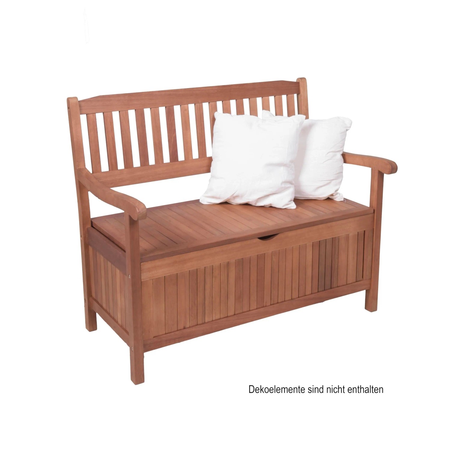 DELUKE Gartenbank RENNES 2-Sitzer Staufach 107cm Breit Eukalyptus Natur Terrassenbank Wetterfest Sitzbank Outdoor Bank