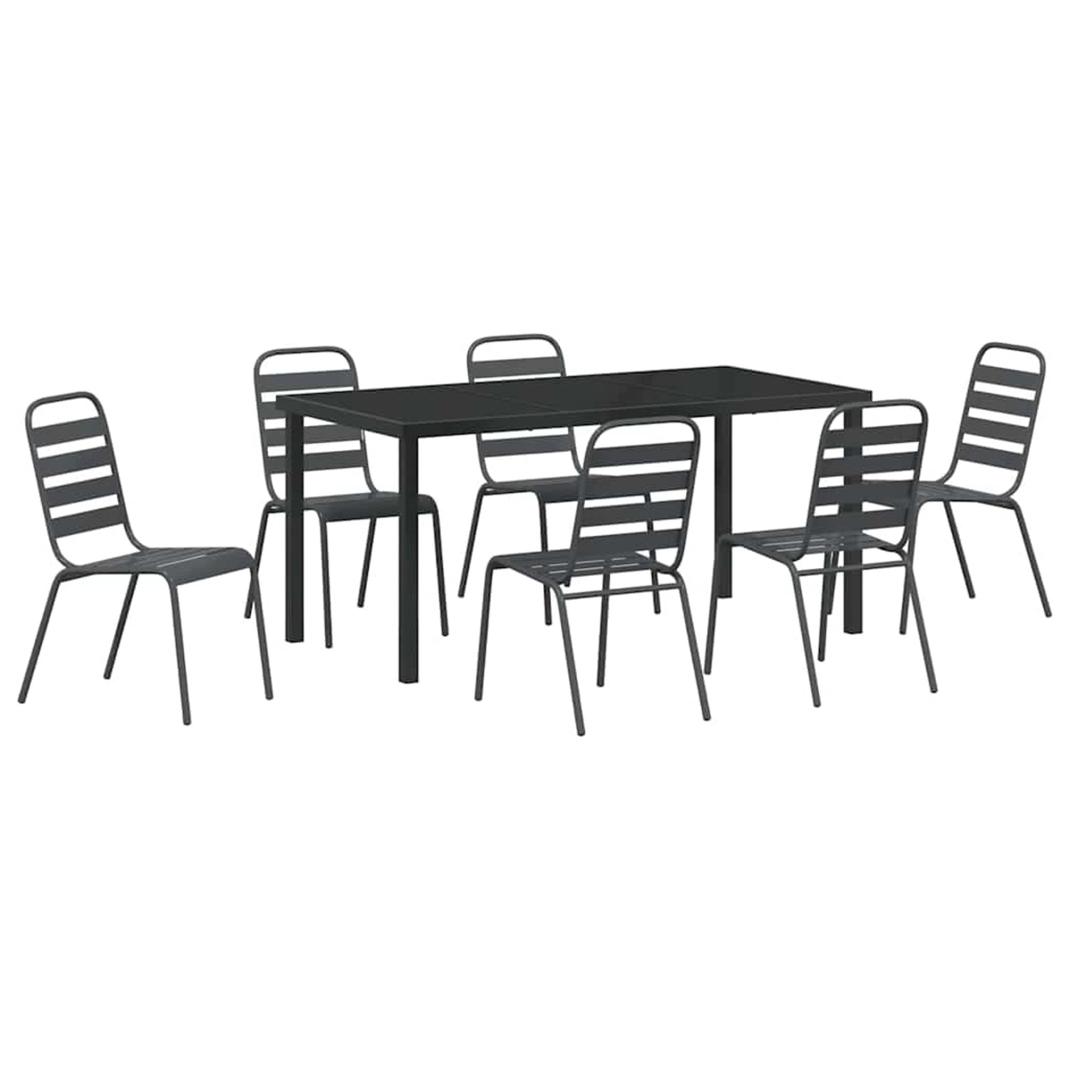 vidaXL Garten Essgruppe 7-Tlg Dunkelgrau Stahl 3379300 günstig online kaufen