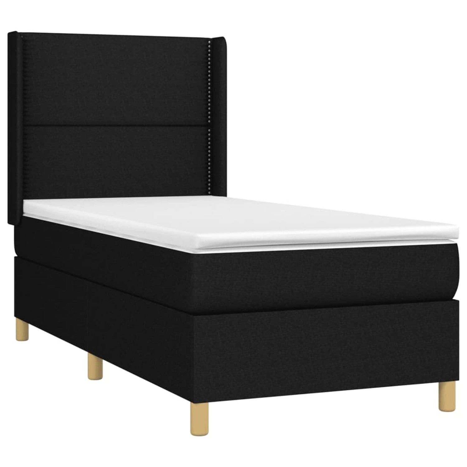 vidaXL Boxspringbett mit Matratze & LED Schwarz 90x200 cm Stoff 3138767 günstig online kaufen