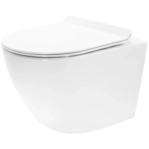 KOLMAN Wand-WC in Weiß mit geschlossenem Sitz. Modernes Design für Toiletten und Badezimmer.