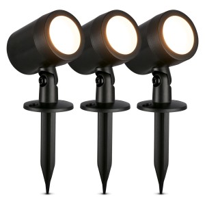 Brilo LED Gartenspieß-Set Ples, 3 schwarze schwenkbare Außenstrahler mit Erdspieß.