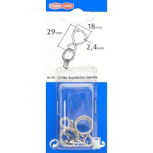 Conacord Kugelketten-Zubehör aus Messing, Ø 2,4 mm, Länge 29 mm, in Chromoptik.
