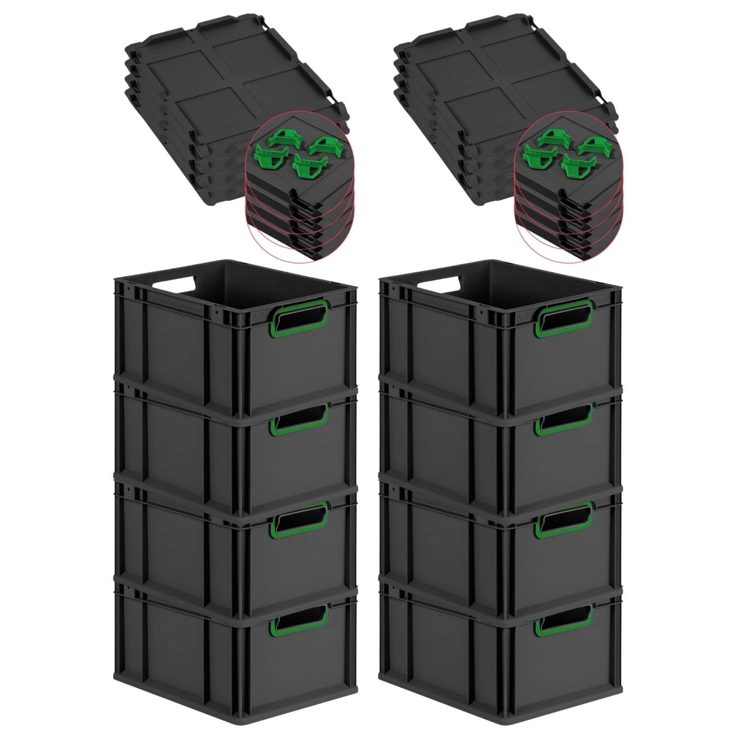 PROREGAL SuperSparSet 8x Eurobox Nextgen Color Mit Auflagedeckel HxBxT 22x3 günstig online kaufen