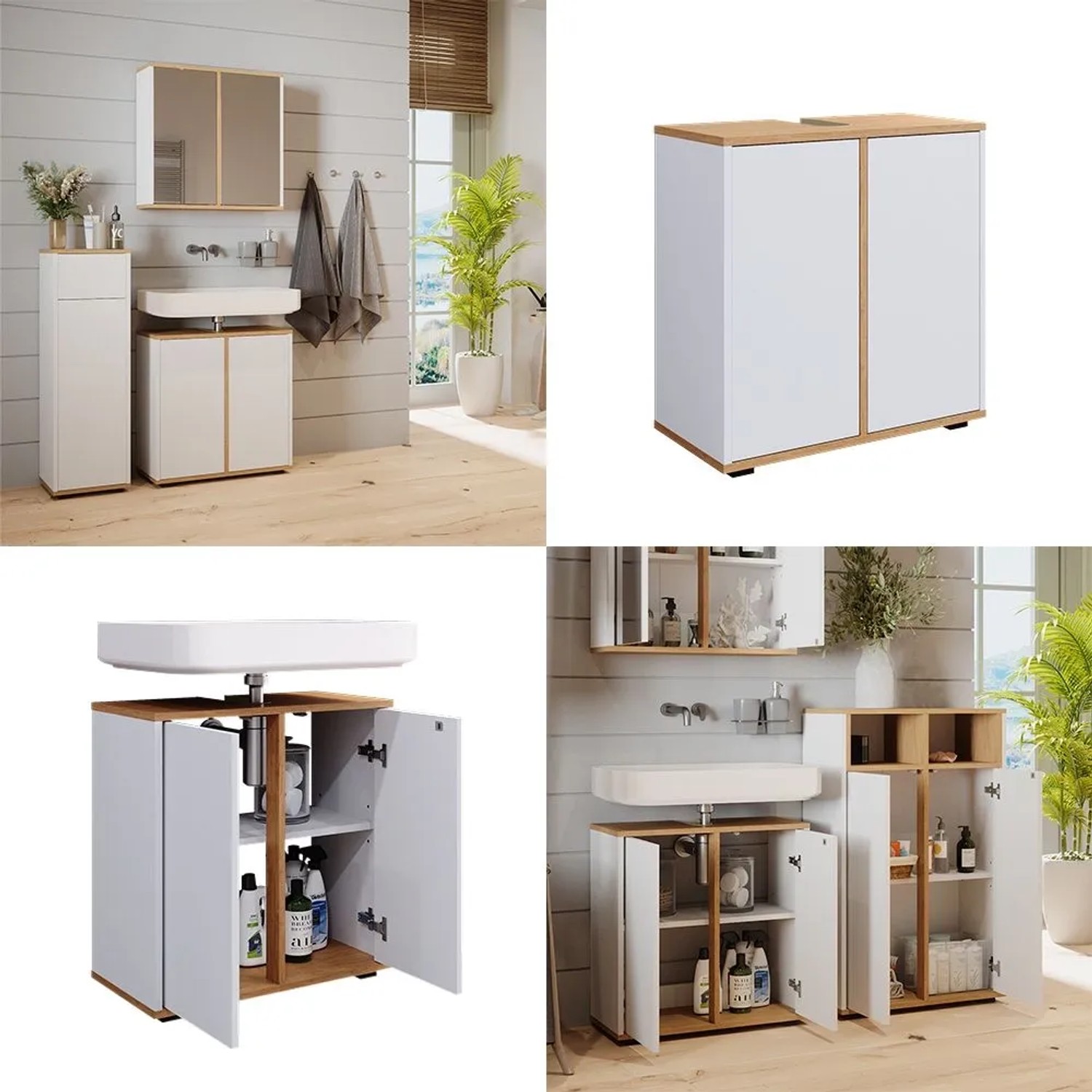 Vicco Waschbeckenunterschrank Didi Weiß Artisan 60 x 62 cm mit 2 Türen kaufen bei OBI