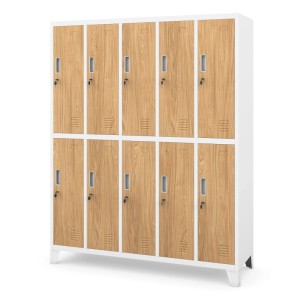Jan Nowak Arbeitskleiderschrank Bartek 10 Fächer 172 x 136 x 45 cm Weiß Gold Eiche