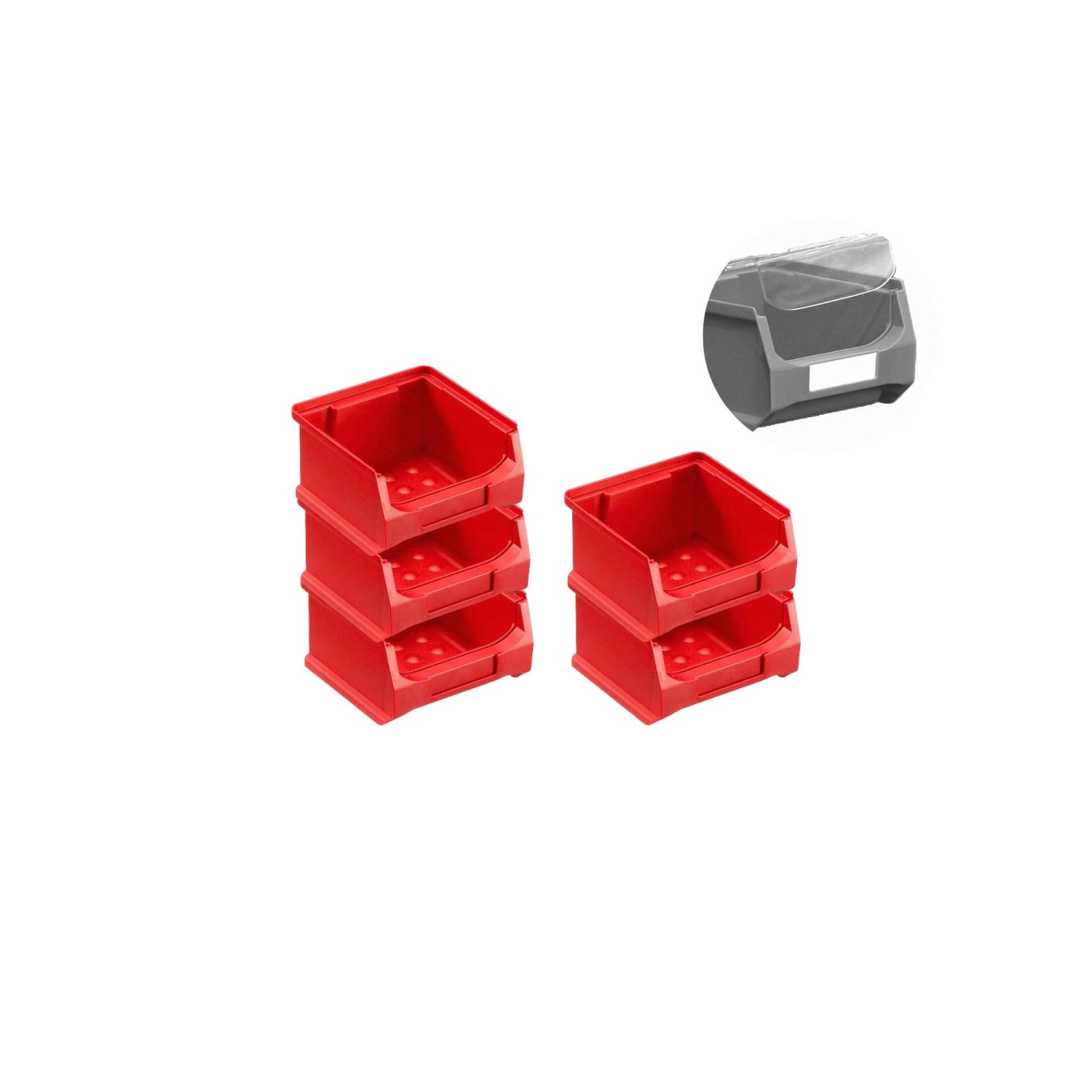 SparSet 5 x Rote Sichtlagerbox 1.0 Mit Abdeckung HxBxT 6 x 10 x 10 cm 0,4 Liter Sichtlagerbehälter Sichtlagerkasten