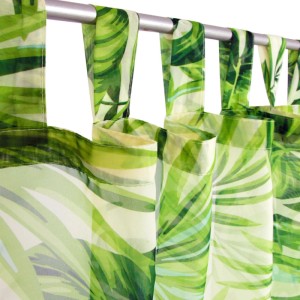 Arsvita Gardine mit Schlaufen, Voile mit grünem Blätterdruck, 140x245 cm.