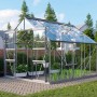 Vitavia Gewächshaus Meridian 2 8300 mit ESG Glas und Alu Rahmen im Garten.