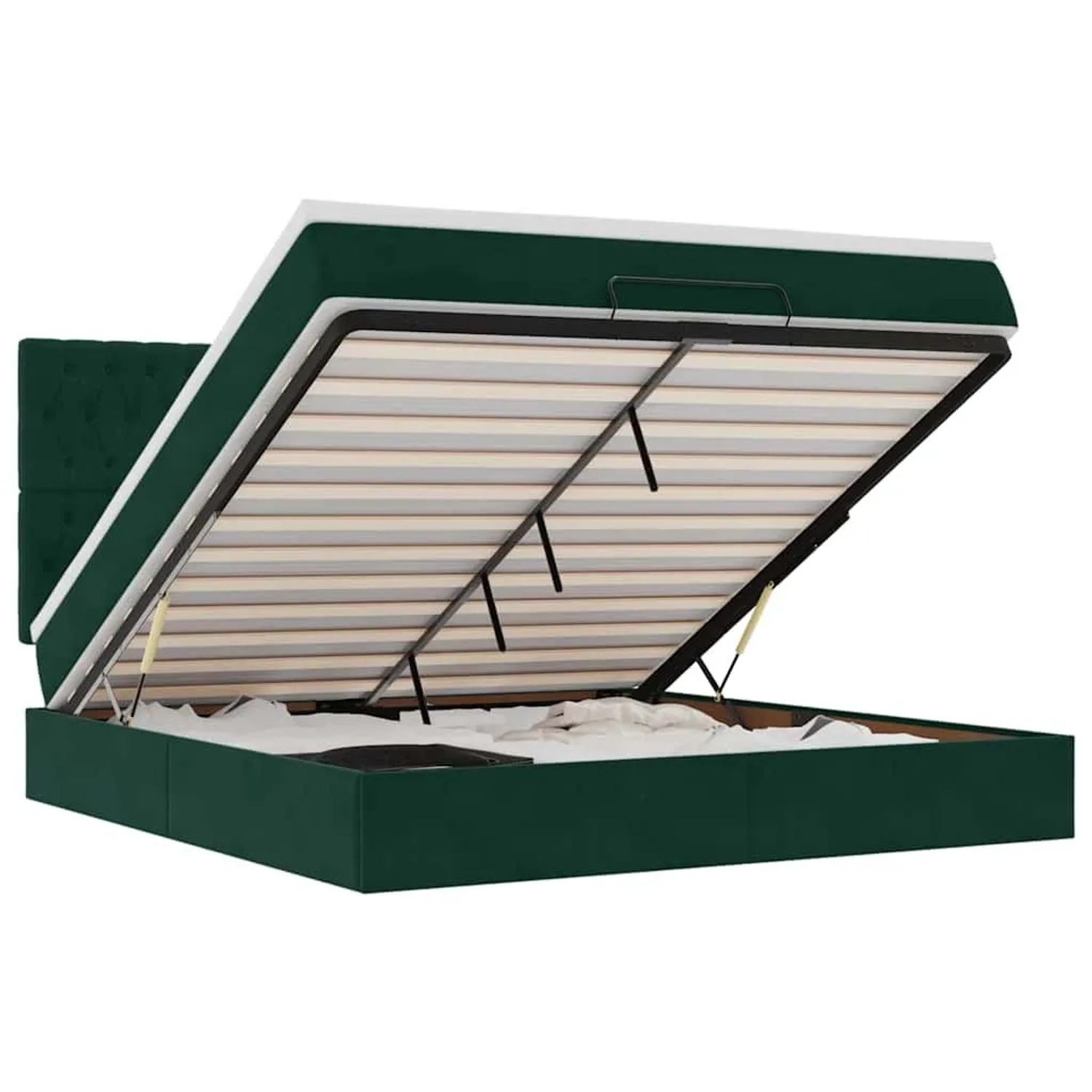 vidaXL Ottoman-Bett mit Matratzen und LEDs Dunkelgrün 180x200 cm Samt 3314411