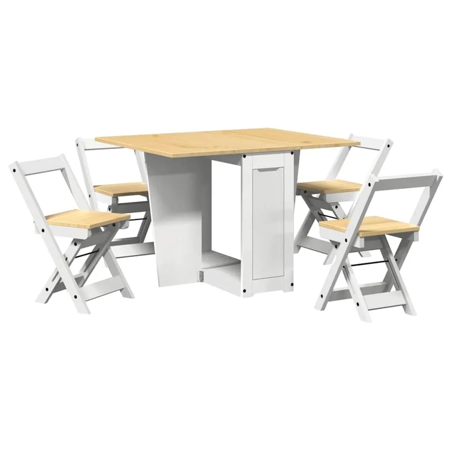 vidaXL 5 Tlg Butterfly-Esstisch-Set Corona Weiß Kiefernholz 3295717