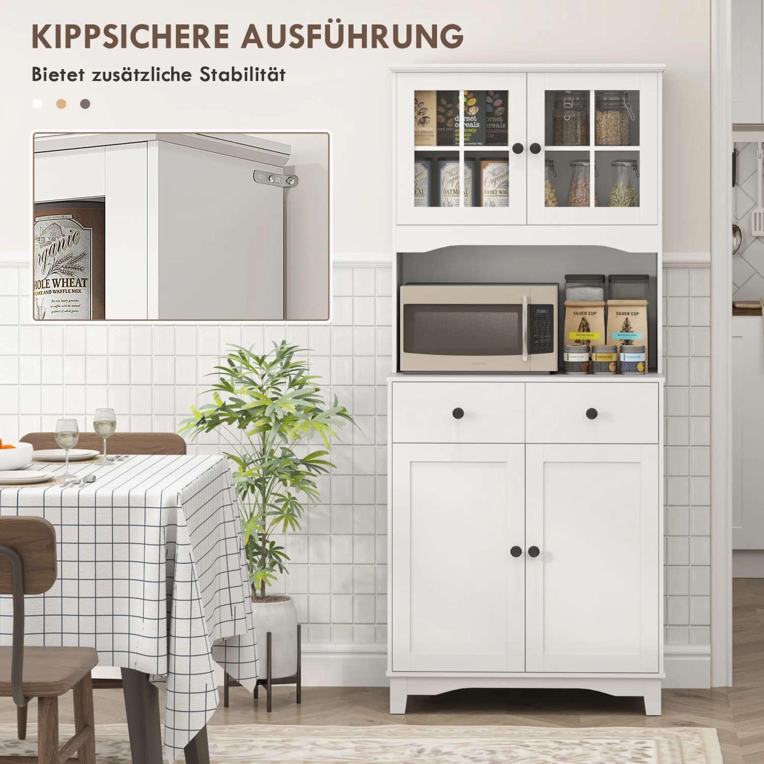HOMCOM Hochschrank Küche Spanplatte Weiß 74,5 x 40 x 172 cm kaufen bei OBI