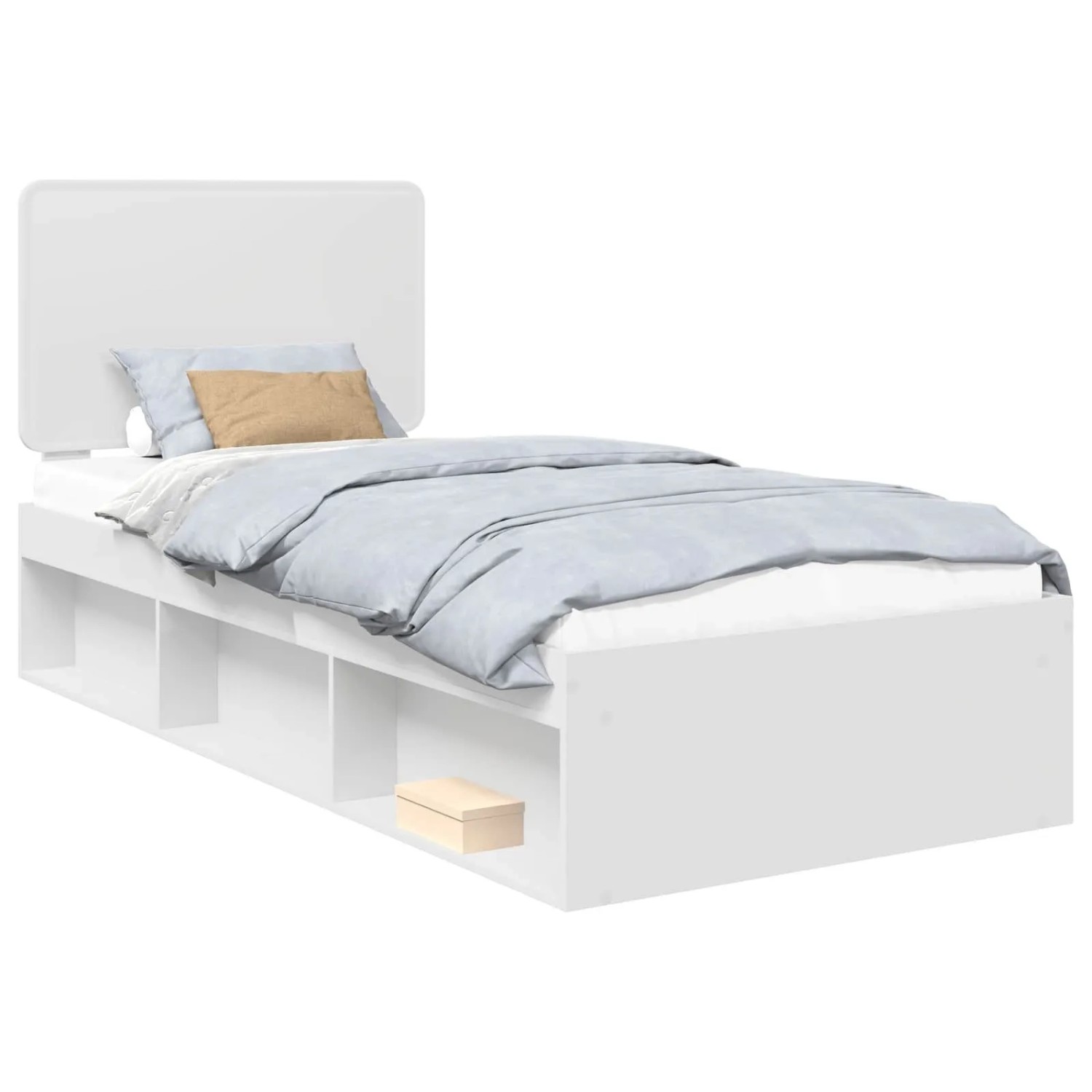 vidaXL Bettrahmen mit Kopfteil Weiß 75 x 190 cm Massives Kiefernholz 3412551