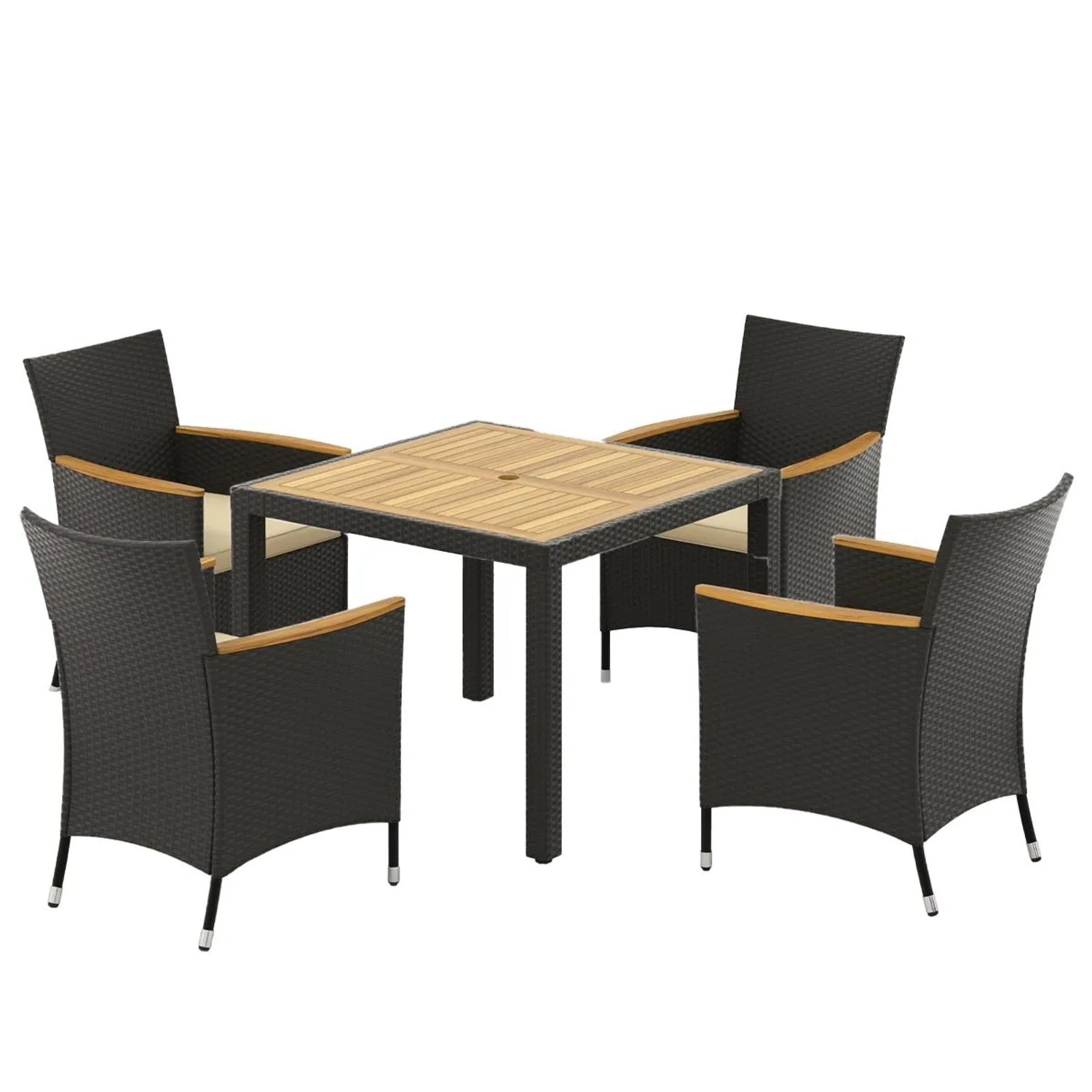 Costway 5 Tlg. Gartenmöbel Set Tischplatte Aus Akazienholz & Kissen